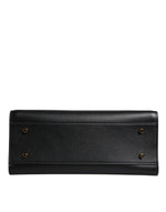 Versace Black Large Leather Top Handle Shoulder Crossbody Bag