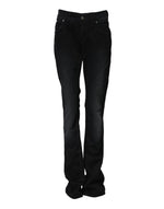 John Galliano Black Cotton Mid Waist Tapered Denim Jeans