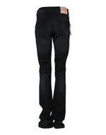 John Galliano Black Cotton Mid Waist Tapered Denim Jeans