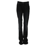 John Galliano Black Cotton Mid Waist Tapered Denim Jeans