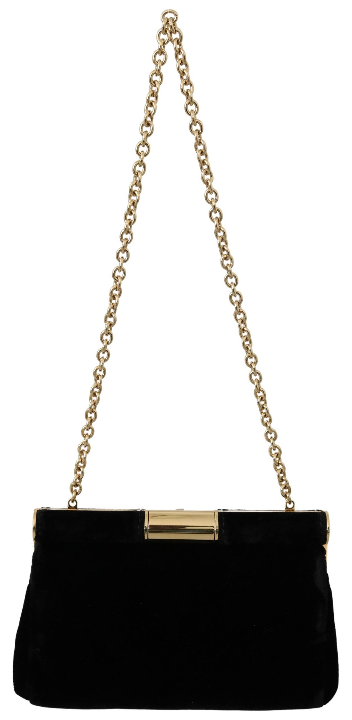 Dolce & Gabbana Black Velvet Crystal Studs Women Crossbody Sling Borse Bag
