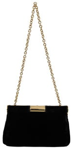 Dolce & Gabbana Black Velvet Crystal Studs Women Crossbody Sling Borse Bag