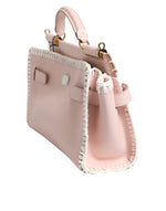 Dolce & Gabbana Light Pink Logo Plaque Soft Leather Strap Crossbody Bag