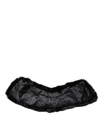 Dolce & Gabbana Black Lamb Fur Collar Women Neck Wrap Scarf