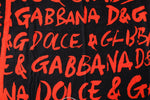Dolce & Gabbana Black Red Logo Print Cotton Beach Towel