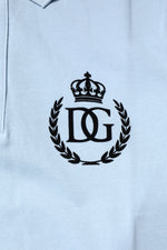 Dolce & Gabbana Sky Blue Cotton Crown Collared Polo T-shirt