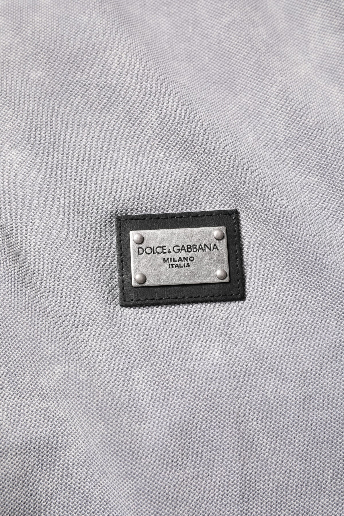 Dolce & Gabbana Gray Logo Plaque Cotton Men Polo Shirt T-shirt