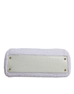 Dolce & Gabbana White Rafia Leather Top Handle Crossbody Bag