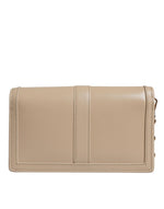 Versace Beige Gold Chain Calf Leather Wallet Crossbody Bag