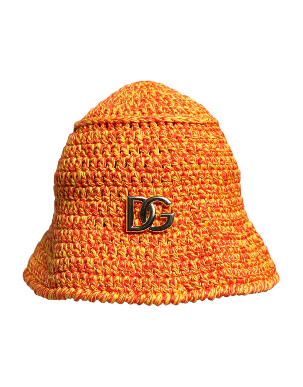 Dolce & Gabbana Orange Cotton Crochet DG Logo BucketHat