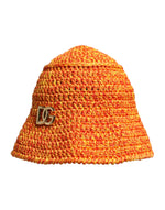 Dolce & Gabbana Orange Cotton Crochet DG Logo BucketHat