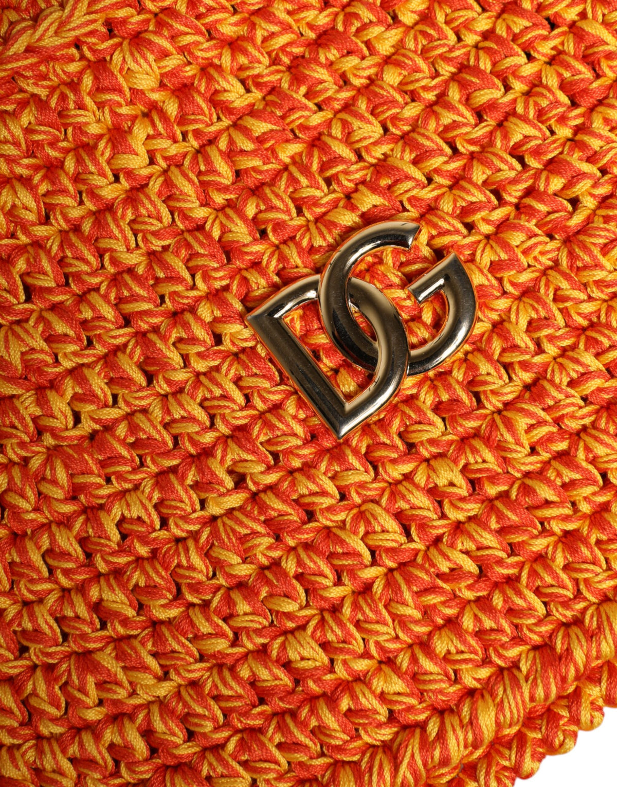 Dolce & Gabbana Orange Cotton Crochet DG Logo BucketHat