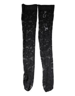 Dolce & Gabbana Black Floral Lace Cotton Stretch Stockings Socks