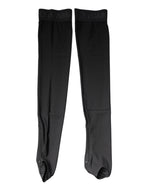 Dolce & Gabbana Black Viscose Stretch Over Calf Stockings Socks