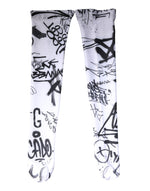 Dolce & Gabbana White Graffiti Cotton Over Calf Stockings Socks