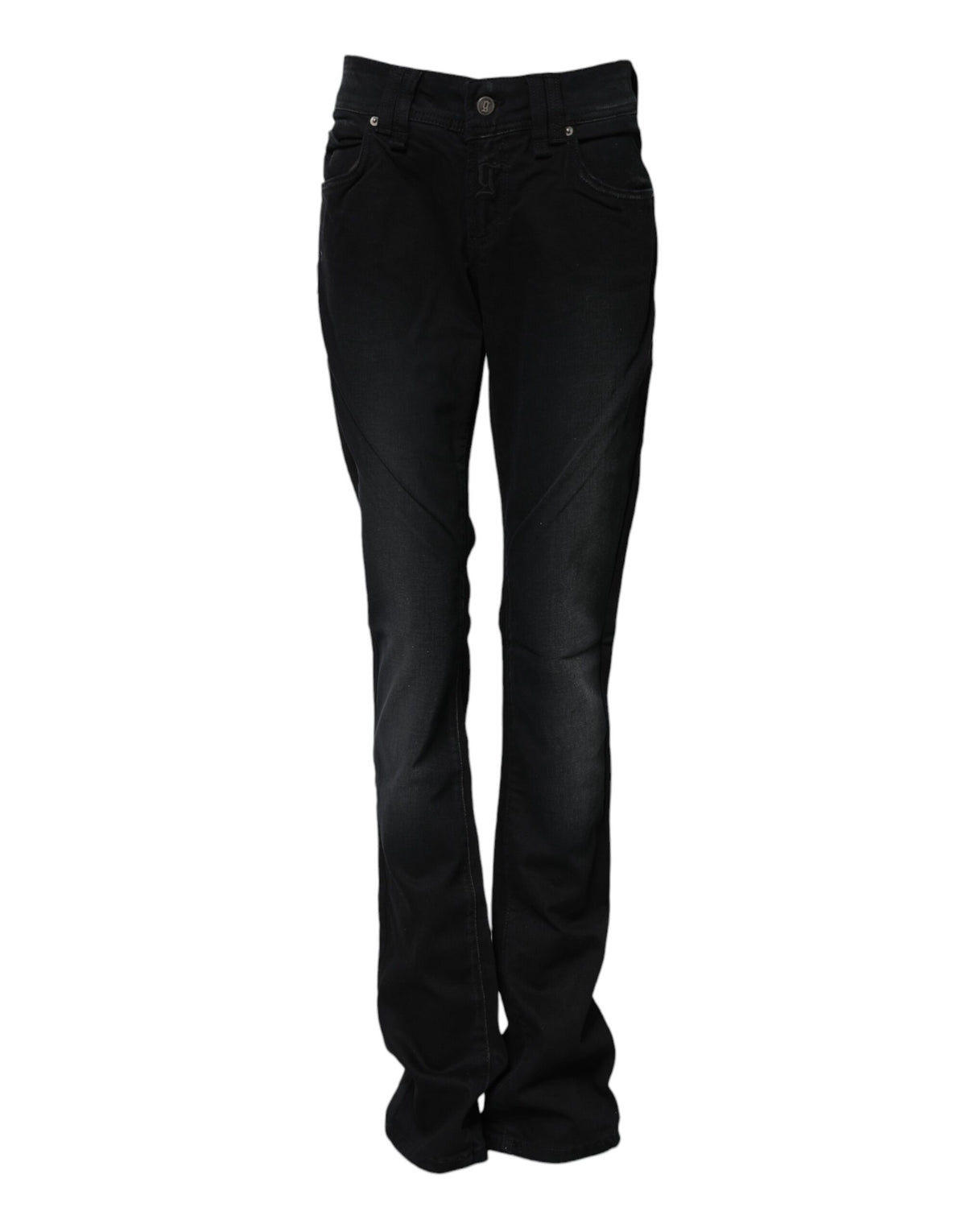 John Galliano Black Cotton Mid Waist Tapered Denim Jeans