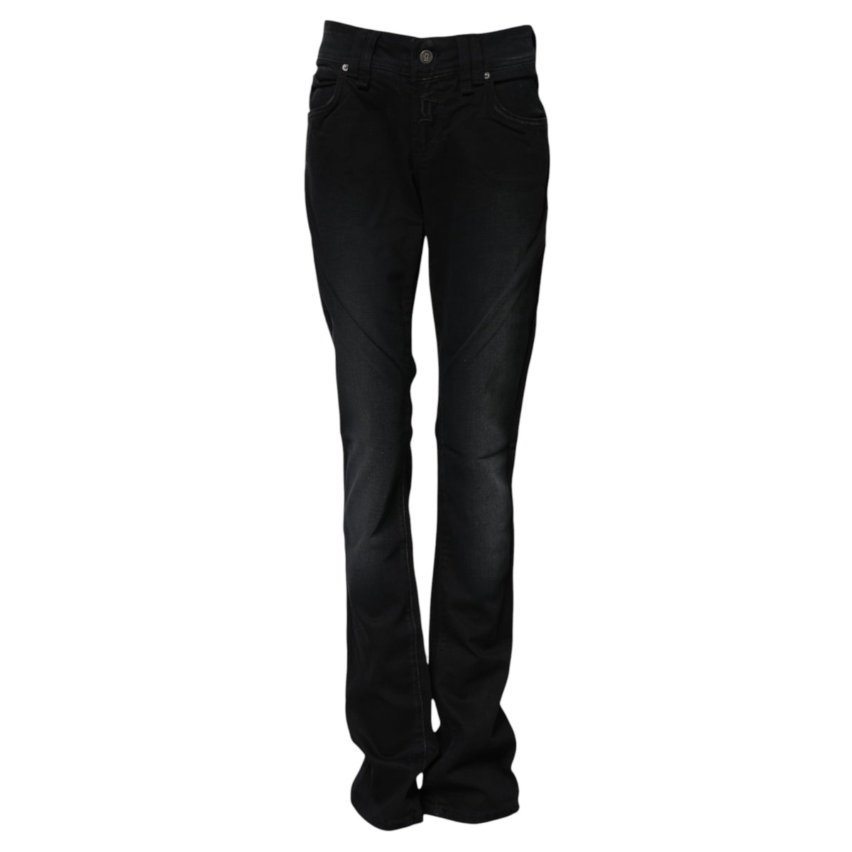 John Galliano Black Cotton Mid Waist Tapered Denim Jeans