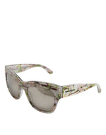 Dolce & Gabbana White DG4231F Floral Acetate Rectangle Shades Sunglasses