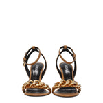 Versace Brown Leather Stiletto Heels Sandals