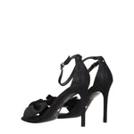 Stuart Weitzman Black Satin Stiletto Heels Sandals