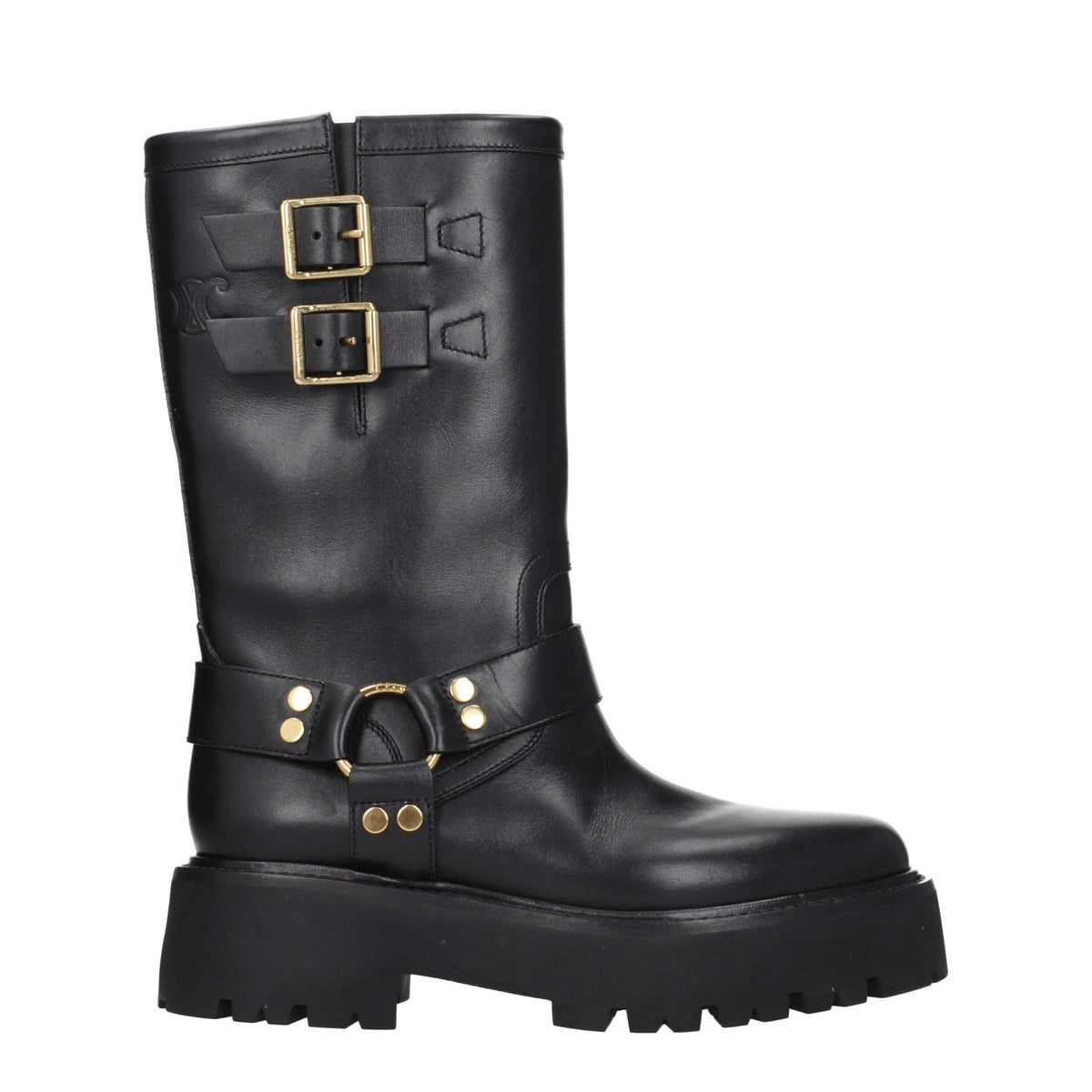 Celine Gold Leather Ankle Boots