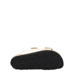 Palm Angels Gold Leather Slippers Sandals