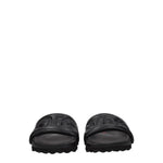 Off-White Black Leather Slippers Sandals