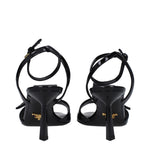 Prada Black Leather Stiletto Heels Sandals