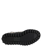 Dolce & Gabbana Black Studded Lace Up Mid Calf Boots Shoes