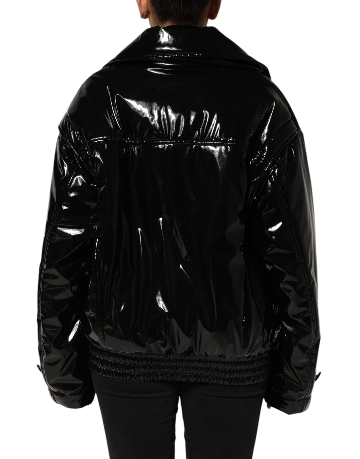 Dolce & Gabbana Polyester Black Quilted Puffer CoatJacket