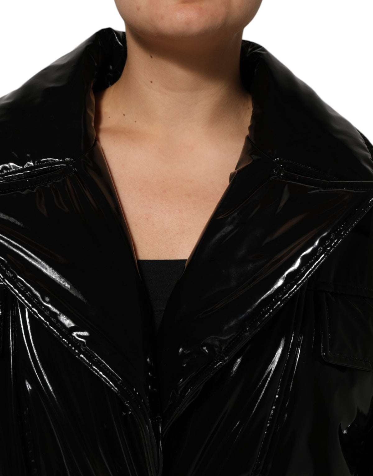 Dolce & Gabbana Polyester Black Quilted Puffer CoatJacket
