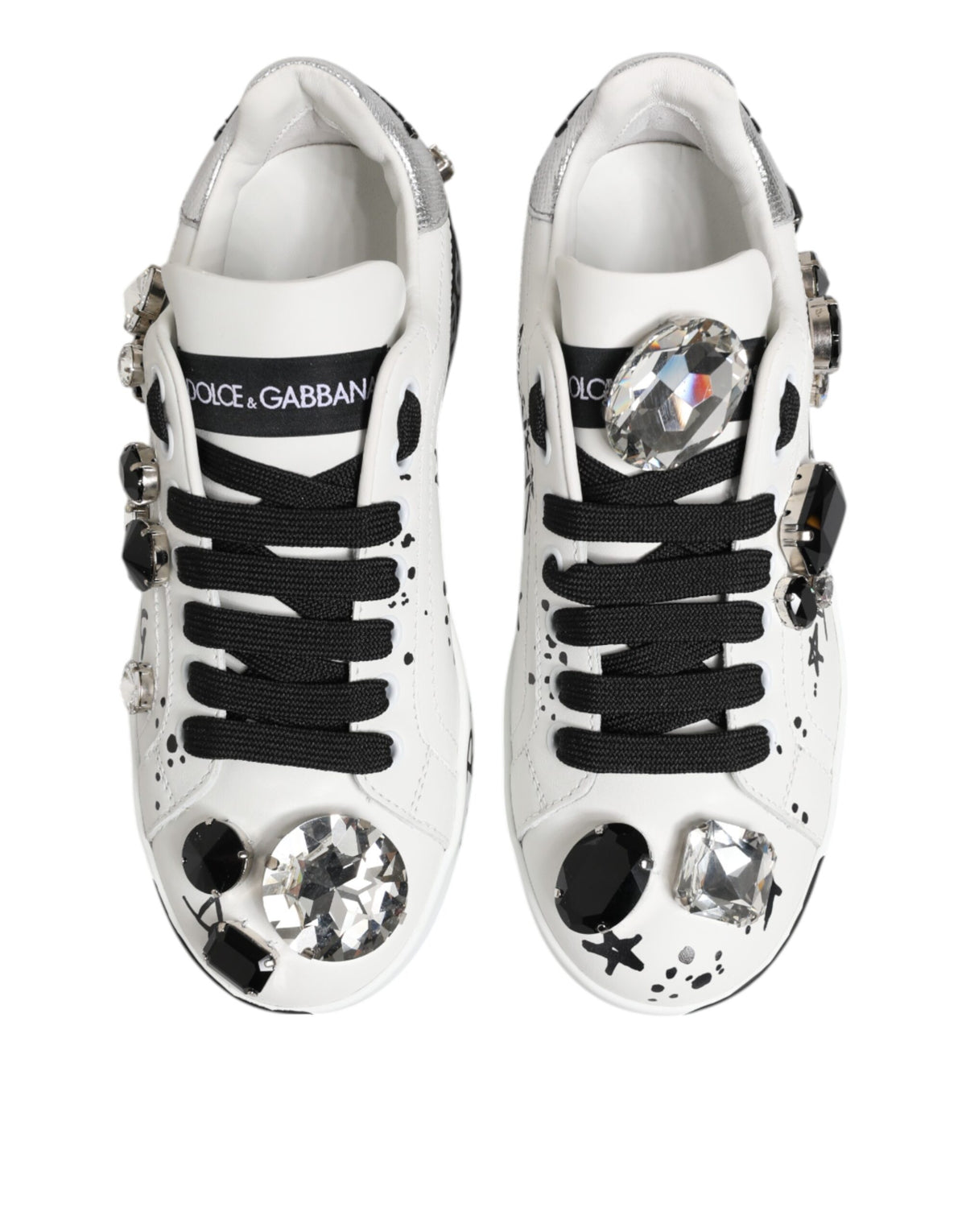Dolce & Gabbana White Portofino Crystal SneakersShoes