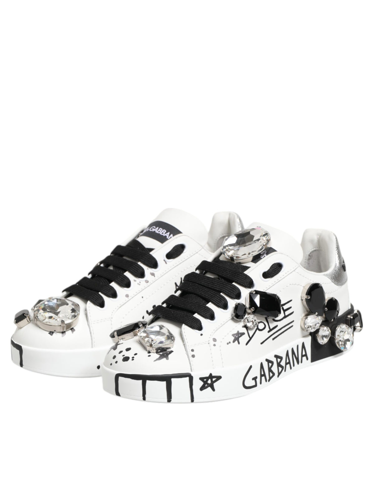 Dolce & Gabbana White Portofino Crystal SneakersShoes