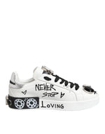 Dolce & Gabbana White Portofino Crystal SneakersShoes