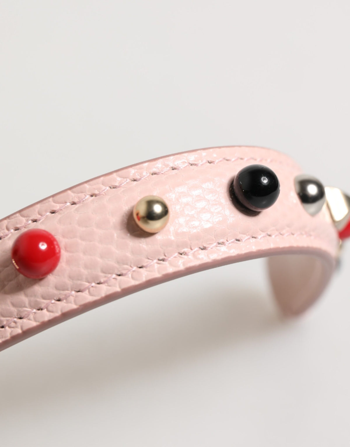 Dolce & Gabbana Light Pink Embellished Leather Bag HandleShoulder Strap