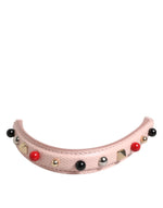 Dolce & Gabbana Light Pink Embellished Leather Bag HandleShoulder Strap