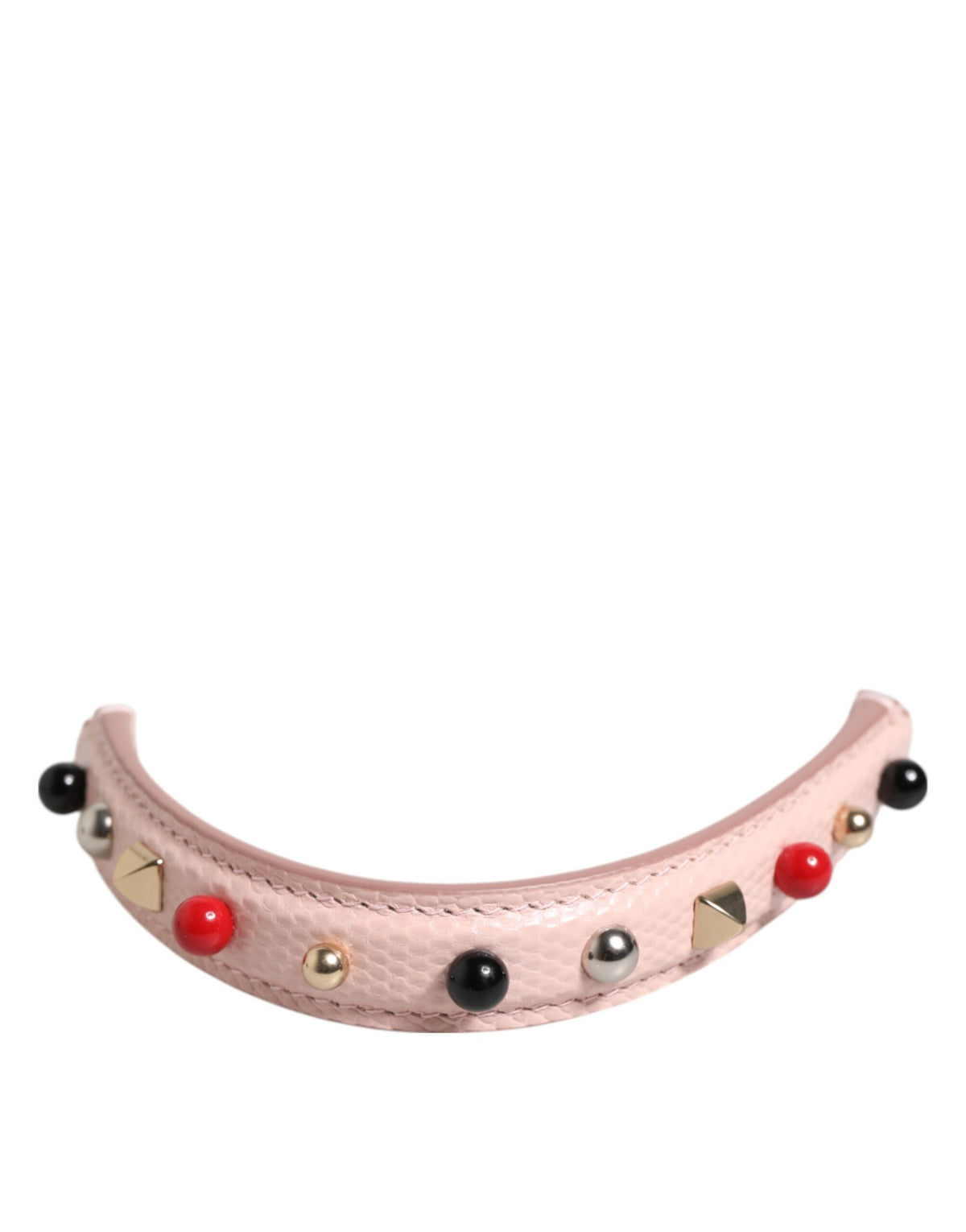 Dolce & Gabbana Light Pink Embellished Leather Bag HandleShoulder Strap