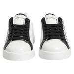 Dolce & Gabbana Black White Leather Portofino Sneaker Shoes