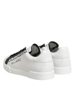 Dolce & Gabbana Black White Leather Portofino Sneaker Shoes