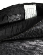 Dolce & Gabbana Black Palmellato Leather Logo Plaque Shoulder Borse Bag