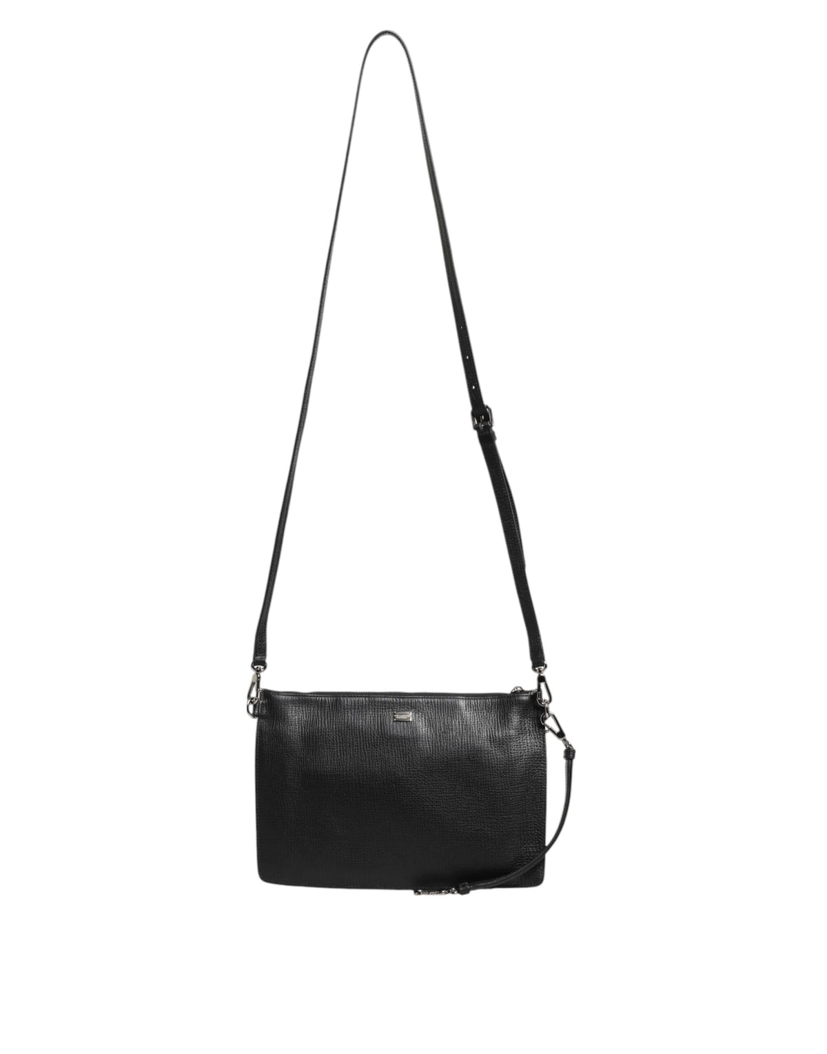 Dolce & Gabbana Black Palmellato Leather Logo Plaque Shoulder Borse Bag