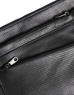 Dolce & Gabbana Black Palmellato Leather Logo Plaque Shoulder Borse Bag
