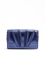 Ferrari Metal blue GT patent leather bag with chain
