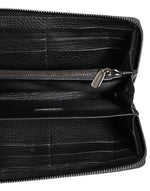 Dolce & Gabbana Black Calfskin Leather Logo Zip Around Continental Wallet