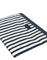Dolce & Gabbana Black White Striped Logo Plaque Clutch Pouch Bag