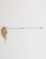Dolce & Gabbana Gold Tone Leaf 925 Sterling Silver Crystal Chain Pin Brooch