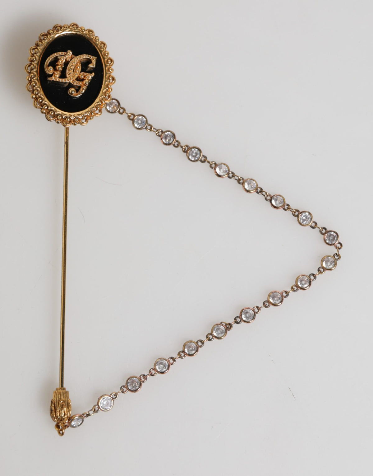 Dolce & Gabbana Lapel Pin DG Logo Gold Chain Mens Accessories Brooch
