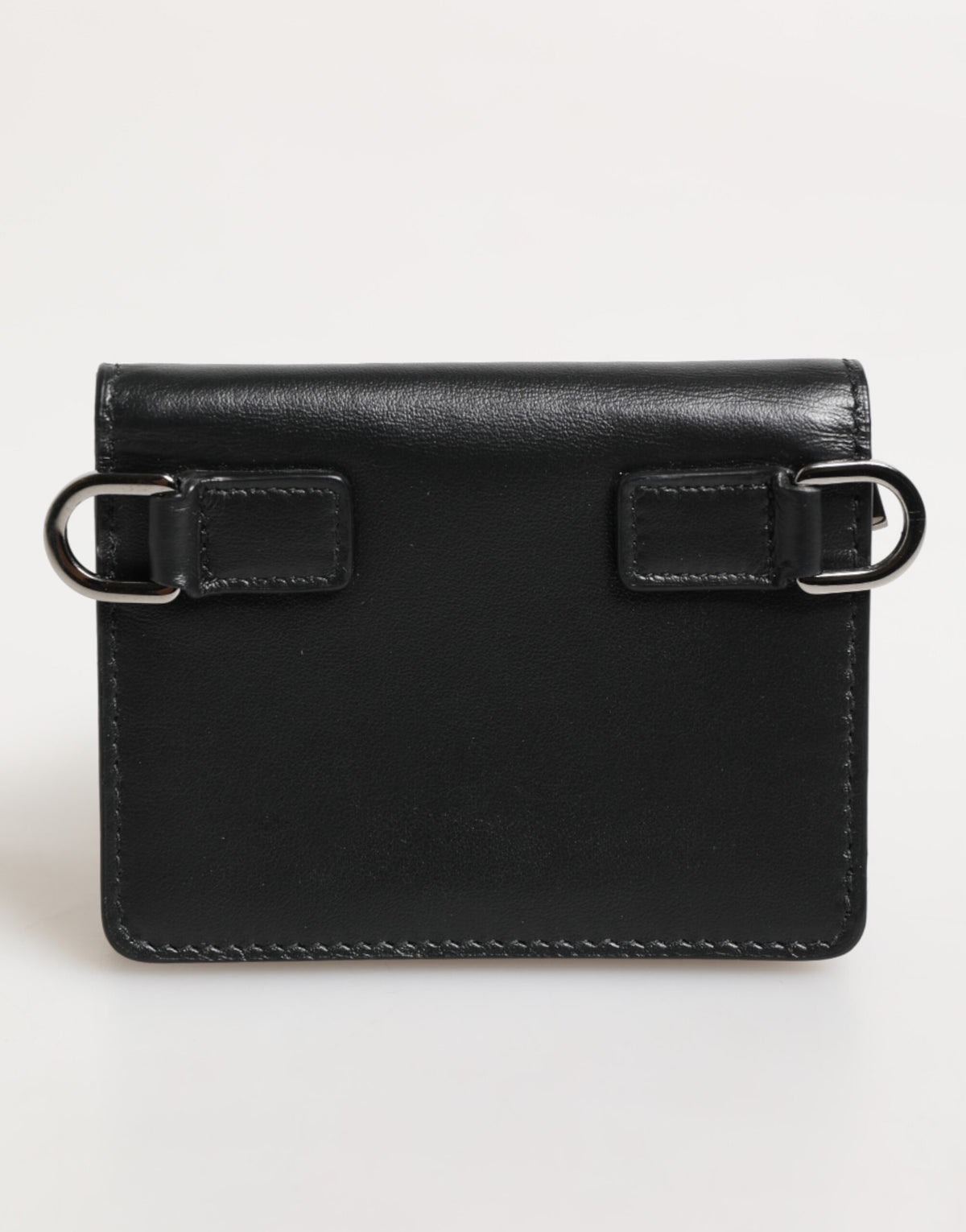 Dolce & Gabbana Black Leather DG Logo Bifold Card Holder Men Borse Wallet
