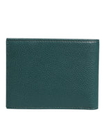 Dolce & Gabbana Green Leather DG Logo Engrave Bifold Card Holder Wallet