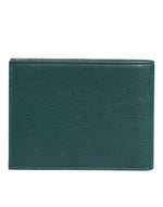 Dolce & Gabbana Green Leather DG Logo Plaque Bifold Card Holder Wallet